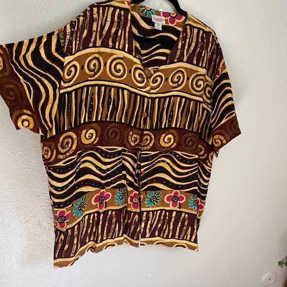 Vintage beaded button top - Picture 3 of 7